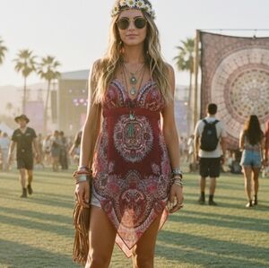 Rue21 M Y2K Whimsigoth Fairy Grunge Bohemian Coachella Paisley Babydoll Top